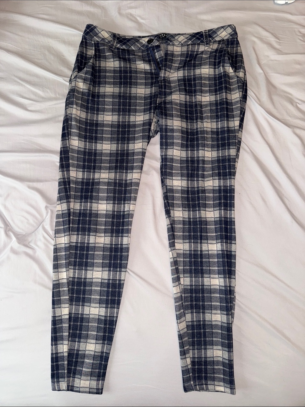 YoungLA Navy and White Plaid Chinos